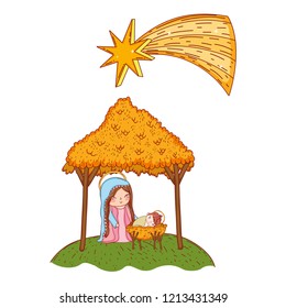 Christmas nativity scene cartoon