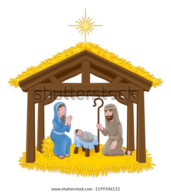 Christmas Nativity Scene Cartoon Baby Jesus Stock Vector (Royalty Free ...