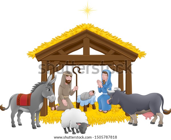 Christmas Nativity Scene Cartoon Baby Jesus Stock Vector (Royalty Free ...