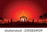 Christmas Nativity Scene in the desert at night