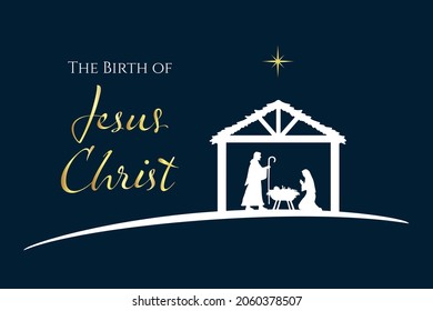 Christmas Nativity scene greeting card background. Vector EPS10.