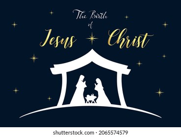 Christmas Nativity scene greeting card background. Vector EPS10.