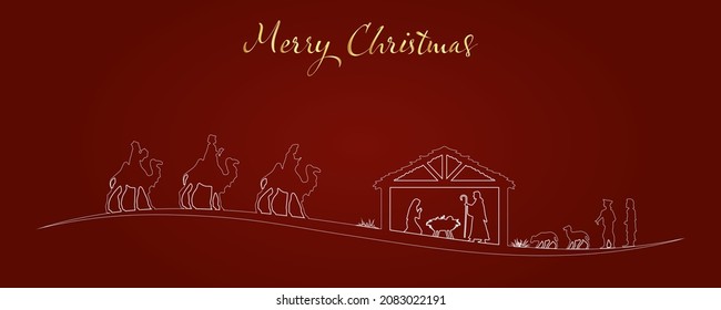 Christmas Nativity scene greeting card background  Vector EPS10 