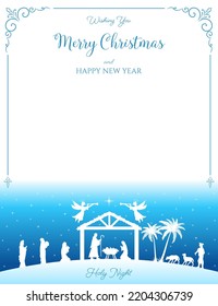 Christmas Nativity scene greeting card background. Vector EPS10.