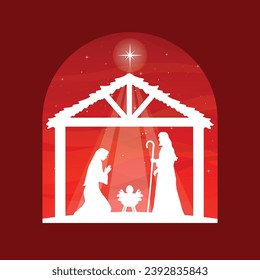 Christmas Nativity Scene: The Holy Family in the stable.