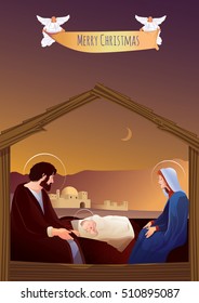 Christmas nativity scene with holy family
