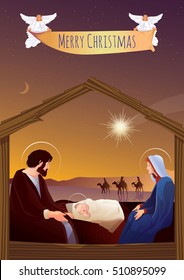 Christmas nativity scene with holy family
