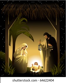 Christmas nativity scene with holy family