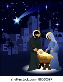 Christmas nativity scene with holy family