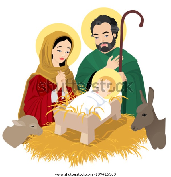 Christmas Nativity Scene Holy Family Stock Vector (Royalty Free ...