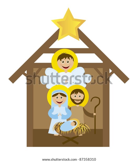 Christmas Nativity Scene Holy Family Isolated Stock Vector (Royalty ...