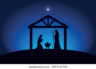 Christmas Nativity Scene at night