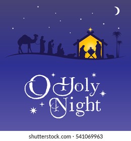 Christmas Nativity Scene Silhouette, Vector