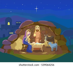 Christmas nativity scene. Vector