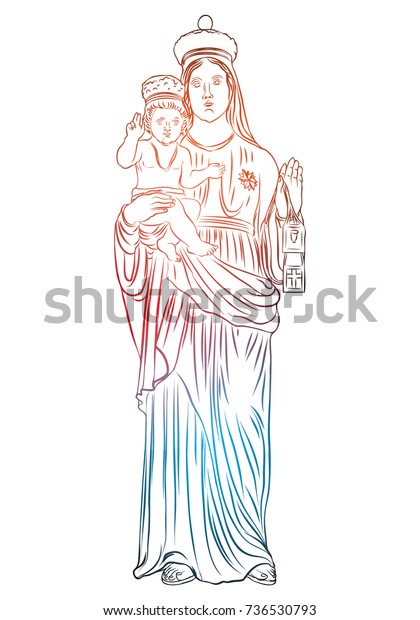 Christmas Nativity Scene Virgin Mary Holding Stock Vector (Royalty Free ...