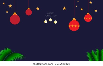 Christmas navy background with stars, bells and leaves design elements. Great for greeting cards, seasonal promotions and Christmas themed decorations. eps  10