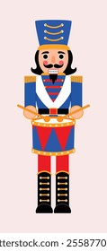Christmas Navy Blue and Green Nutcracker for Festive Illustration