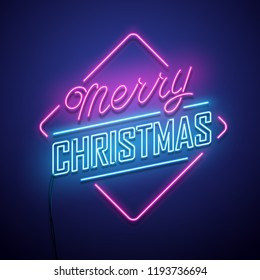 Señal de neón de Navidad. Fondo vectorial.