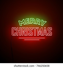 Christmas neon sign. Vector background. 