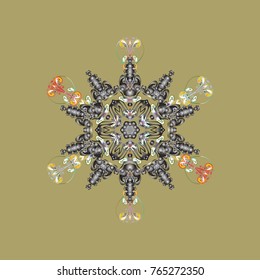 Christmas neutral, gray and whites. Vector illustration. Magic neutral, gray and white holiday abstract background with star and falling snowflakes.