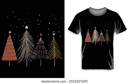 Christmas New Line Art Tree Design for Holiday Season. Download now Print-Ready File.