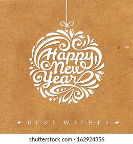 Christmas and New Year 2014 greeting card. Vector illustration. Textured background. Wrapping paper. Cardboard with rough structure