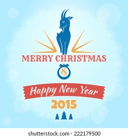 Christmas and New Year 2015. Stylish card with calligraphic and typographic elements