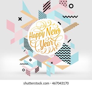 Christmas and New Year 2017 abstract design with geometric pattern for background. Vector