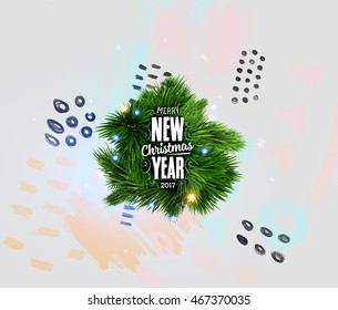 Diseño abstracto de Navidad y Año Nuevo 2017 con patrón geométrico para fondo. Vector