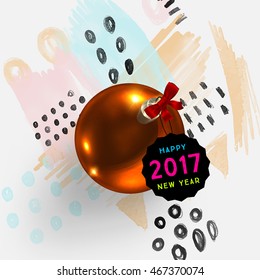 Diseño abstracto de Navidad y Año Nuevo 2017 con patrón geométrico para fondo. Vector