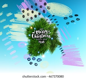 Christmas and New Year 2017 abstract design with geometric pattern for background. Vector
