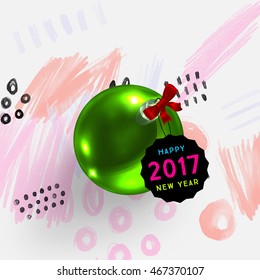 Diseño abstracto de Navidad y Año Nuevo 2017 con patrón geométrico para fondo. Vector