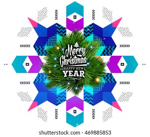 Christmas and New Year 2017 abstract design with geometric pattern for background. Vector