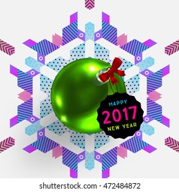 Christmas and New Year 2017 abstract design with geometric pattern for background. Vector