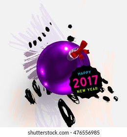 Christmas and New Year 2017 abstract design with watercolor pattern for background. Vector