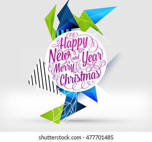 Christmas and New Year 2017 abstract design with geometric pattern for background. Vector