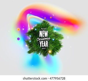 Christmas and New Year 2017 abstract design with watercolor pattern for background. Vector