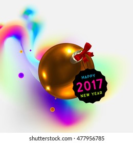 Diseño abstracto de Navidad y Año Nuevo 2017 con patrón acuarela para fondo. Vector
