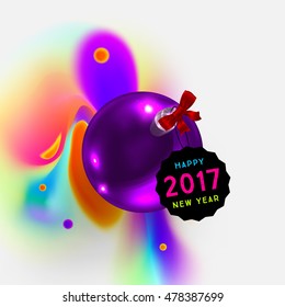 Christmas and New Year 2017 abstract design with watercolor pattern for background. Vector