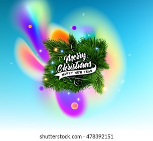 Christmas and New Year 2017 abstract design with watercolor pattern for background. Vector