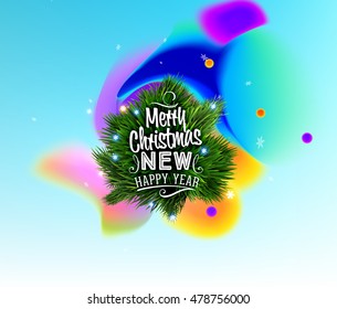 Christmas and New Year 2017 abstract design with watercolor pattern for background. Vector