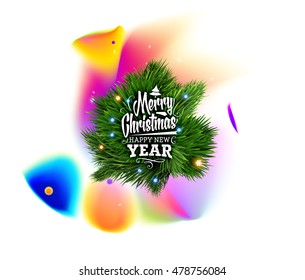 Christmas and New Year 2017 abstract design with watercolor pattern for background. Vector