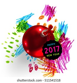 Natal e Ano Novo 2017 design abstrato com padrão de aquarela para fundo. Ilustração vetorial