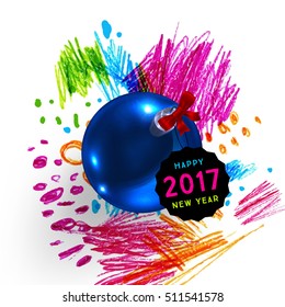 Weihnachten und Neujahr 2017 abstraktes Design mit Aquarellmuster für Hintergrund. Vektorgrafik