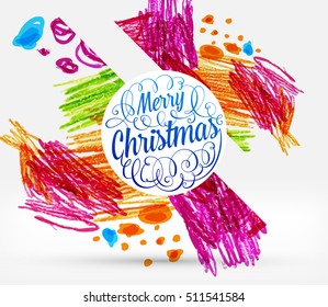 Christmas and New Year 2017 abstract design with watercolor pattern for background. Vector illustration