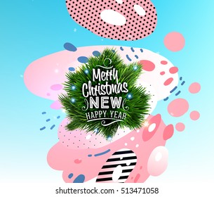Christmas and New Year 2017 abstract design with watercolor pattern for background. Vector