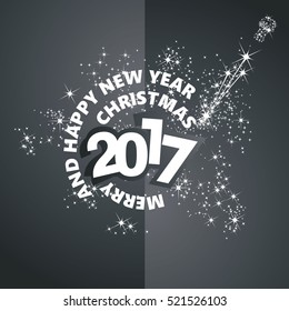 Christmas New Year 2017 firework stars black vector