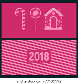 Christmas and New Year 2017 postcard. Flat style