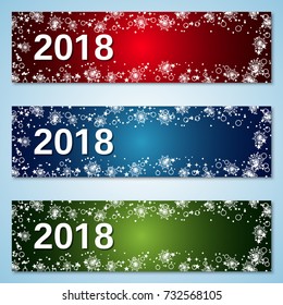 Christmas and New Year 2018 colorful vector banners collection