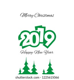 Christmas and New Year 2019 green logo icon vector